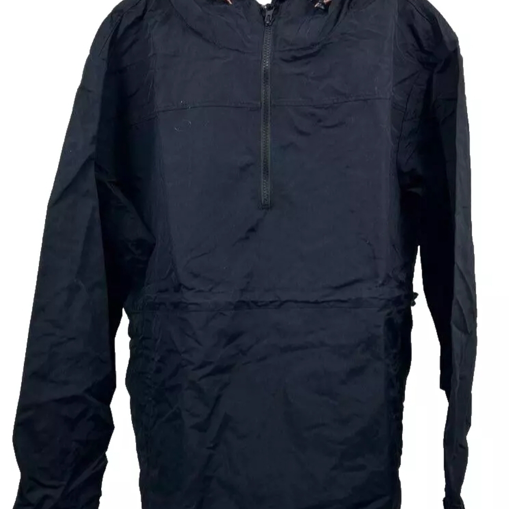 Stoic Womens Rain Anorak Hooded Jacket Long Sleeve Half Zip Black Size M NWT